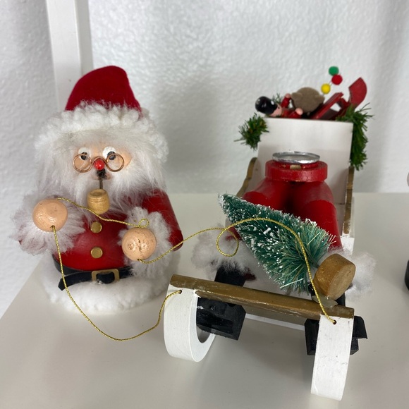 Vintage Wooden Hand Made Smoking Figurines Oregon Mauchleys 1990’s Santa Frosty - Picture 12 of 14